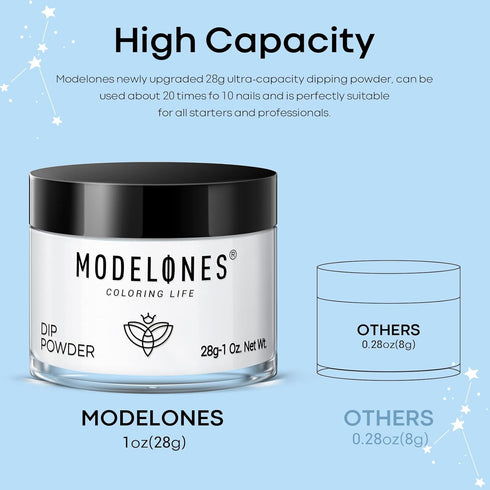 Modelones Dip Powder Clear Color - Long-Lasting Nail Dipping Powder Kit for DIY French Nail Art