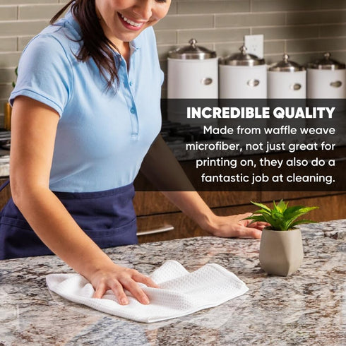 Microfiber Wholesale Sublimation Blanks Towels, Premium Kitchen Towels, Waffle Weave, 16x24 Inches, Pack of 6.