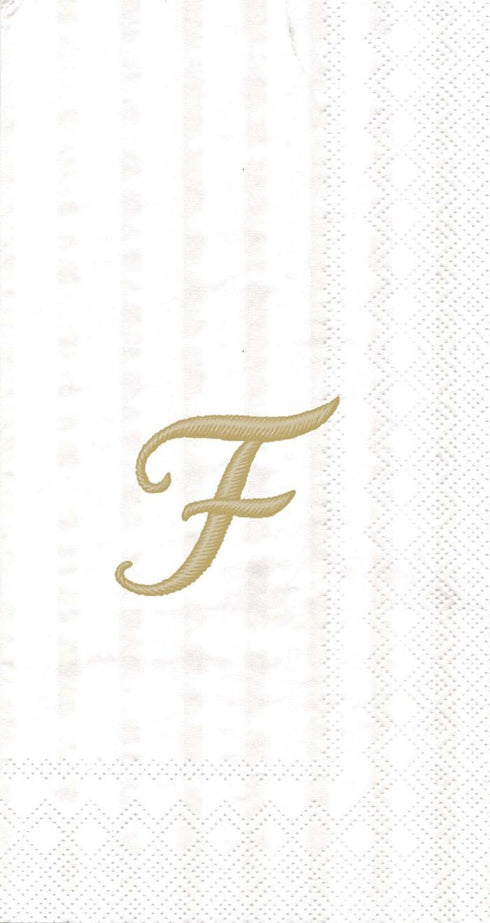 IHR Ideal Home Range Ideal Home Range 3-Ply Paper Monogram Guest Towel, White/Gold (Pack of 2)