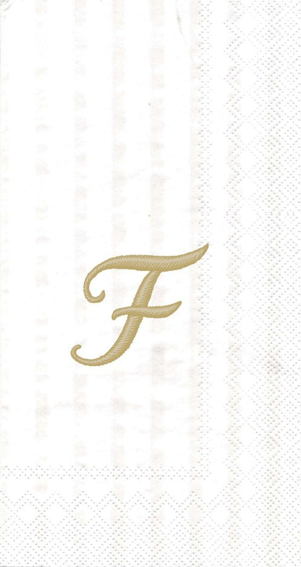 IHR Ideal Home Range Ideal Home Range 3-Ply Paper Monogram Guest Towel, White/Gold (Pack of 2)