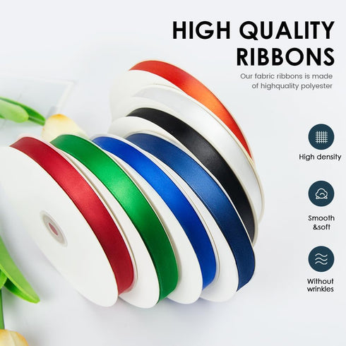 3/8" Wide x 100 Yards Red Single Face Polyester Satin Ribbon for Crafts, Gift, Hair Bows, Wedding Party Decoration