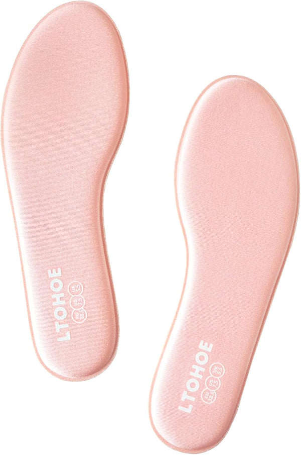 LTOHOE Memory Foam Insoles for Women, 8mm Pink Replacement Shoe Inserts for Running, Hiking, Sneakers