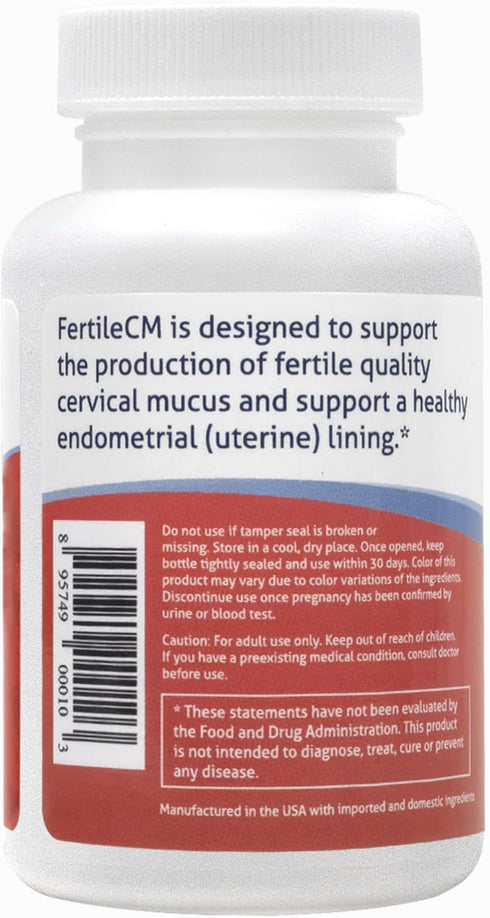 Fairhaven Health FertileCM Fertility Supplement for Women, Capsules - Fertile Cervical Mucus, Ovulation Cycle, includes L-Arginine, N-Acetyl-Cysteine, Grape Seed Extract and Vitamin C - 90 Capsules