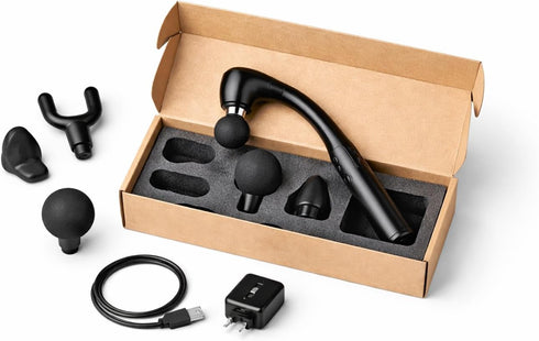 TOYDYLAN 12mm 4 Deep Tissue Massage Gun with Long Handle Percussion Massager for Back and Neck, Massage Heads