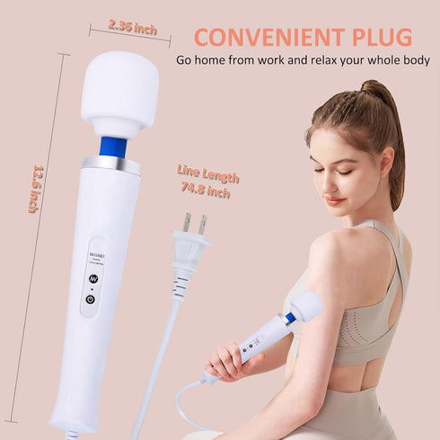 VZVJTR 10 Electric Wand Massager - Powerful Handheld Back Massager with Rhythmical Speeds, Wired Deep Tissue Vibrating