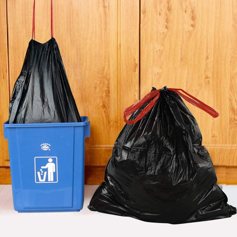 220 Count 8 Gallon Kitchen Drawstring Trash Bags, Black Garbage Bags