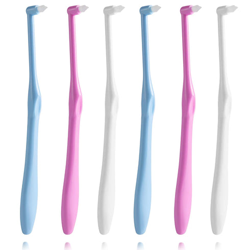LOVEWEE End-Tuft Tapered Trim Toothbrush, 6 PCS Tufted Interspace Brush for Orthodontic Braces Cleaning
