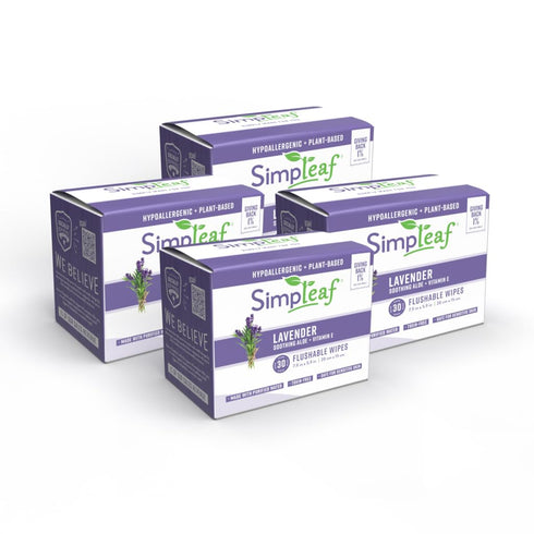 Simpleaf Flushable Lavender Single Pack Wet Wipes | Paraben & Alcohol Free
