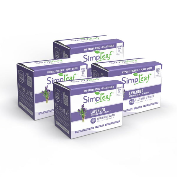 Simpleaf Flushable Lavender Single Pack Wet Wipes | Paraben & Alcohol Free