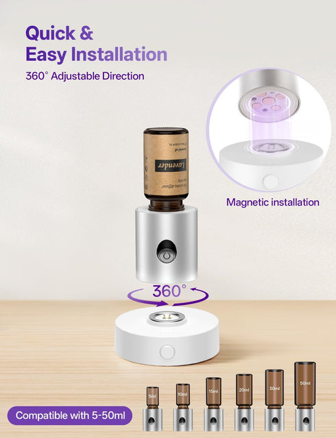 Olxasw 10ml Mini Waterless Nebulizing Essential Oil Diffuser with Lavender Oil for Aromatherapy, Small Portable