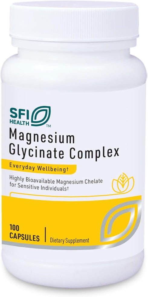 Klaire Labs Magnesium Glycinate Complex, 100mg Bisglycinate Blend for Bone Health & Rest, 100 Capsules