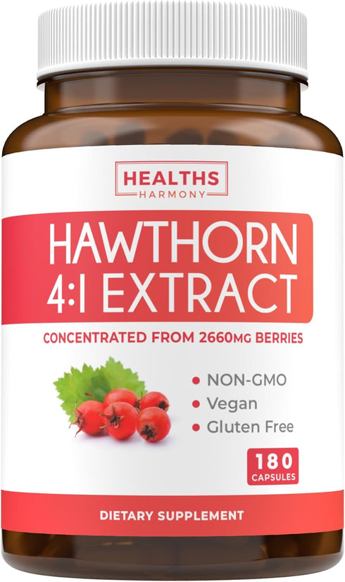 Super Potent Hawthorn Berry Extract Capsules - Vegan Non-GMO & Gluten Free Hawthorn Berry Supplement made from Extra