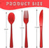 150 Pack Plastic Silverware,Disposable Cutlery Set Heavy Duty Utensil Sets 50 Forks 50 Knives 50 Spoons for Brithday, Wedding,Home Office School Party Picnics Restaurant Outdoor Events (Red) by JSQBSECL