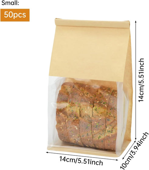 Zalaxt 50 Pack Bread,3 Bread Bags for Homemade Sizes (Small,Medium,Large)-Reusable Butter Bags for Bread Storage,Clear