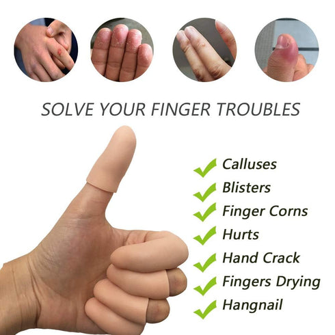 Gel Finger Protectors, Silicone Fingertips Protection for Trigger Finger, Arthritis, and Pain Relief, Nude, Small