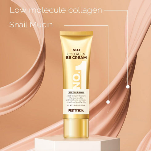 PS.PRETTYSKIN NO1 Anti-Wrinkle Collagen Facial BB Cream SPF50+ / PA++++ (1.69 fl. oz.) with Zinc Oxide & Titanium