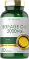 Carlyle Borage Oil Capsules, 2000mg, 200 Softgels, Cold Pressed Seed Oil Supplement