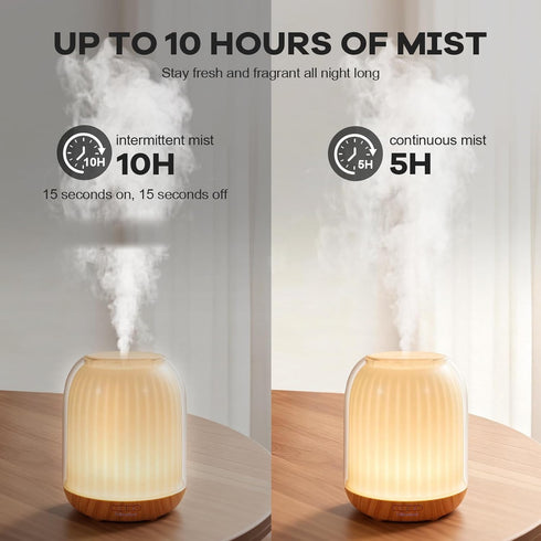 Iribonheur 120ml Essential Oil Diffuser with Night Lamp | USB Portable Aroma Diffuser with Wood-Grain Base & Glass-Look
