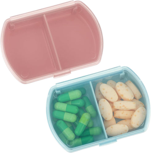 Sibba 2 PCS Pill Organizer Box Case - Waterproof Travel Medicines Container, Cute Fish Oil Holder, Mini Pillbox