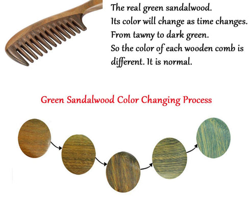 Louise Maelys 2pcs Wooden Hair Comb, Wide Tooth and Fine Tooth Detangling Sandalwood Combs