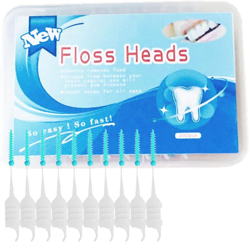 200PCS Interdental Brushes, Double-Ended Silicone Toothpick Dental Floss Pick with Disposable Bristles