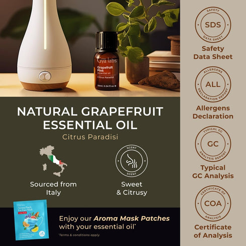 Gya Labs Grapefruit Essential Oil, 0.34 Fl Oz, 100% Pure Natural Oil for Skin, Hair, Aromatherapy & Candle Making
