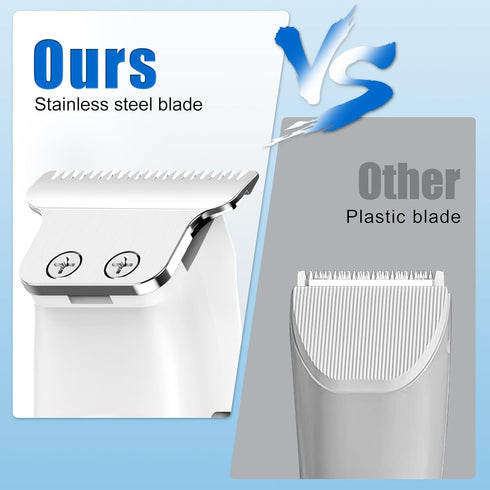 SweetLF Hair Clippers, Silent Cordless Trimmer, Mini Cutting Kit with 3 Guide Combs, USB Rechargeable, White
