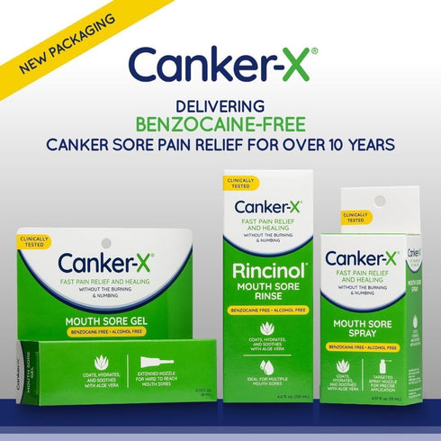 Canker-X Mouth Sore Gel, Fast Pain Relief & Healing for Canker Sores, Benzocaine Free, 0.28 fl oz