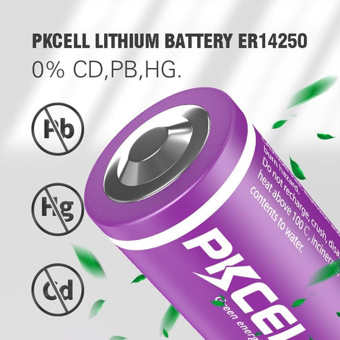 PKCELL ER14250 1/2AA 3.6V Lithium Battery, 1200mAh Compatible for Dog Collar Meter Sensor Movement Monitor, Home