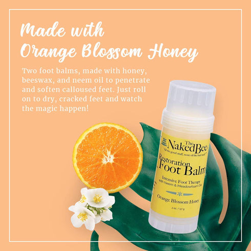The Naked Bee Orange Blossom Honey Restoration Foot Balm, 2 oz, 2 Pack