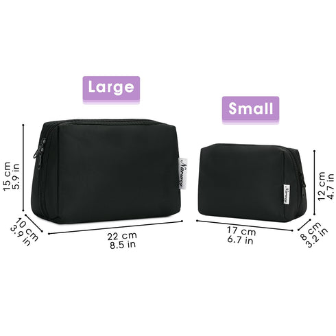 Large Black Makeup Bag - Zipper Pouch Travel Cosmetic Organizer for Women