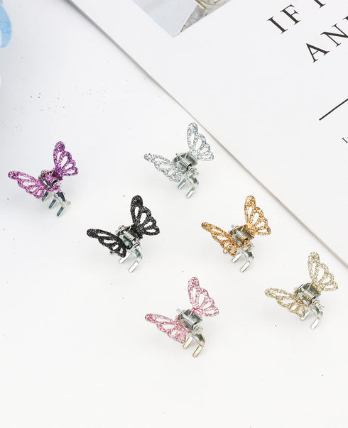 Wecoe 30pcs Small Butterfly Hair Clips, Cute Mini Claw Clips in Purple Pink Gold Silver for Women Girls