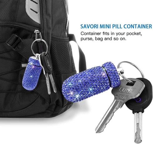 Portable Pill Case with Keychain, Waterproof Pill Holder for Outdoor Camping, Royal Blue