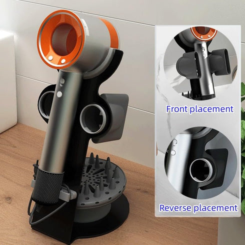 Nozzle Hair Dryer Stand Holder, Attachment Parts Organizer, Home Bathroom Salon Iron Ergonomic Hair Dryer Rack