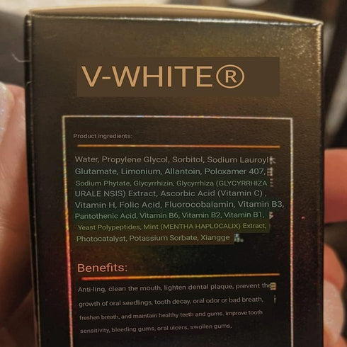 V-White Foam Teeth Whitening Toothpaste - Organic Toothpaste Fluoride Free, Alcohol Free, pH Balanced - Deep Cleansing