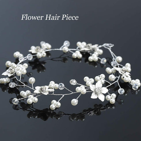 JAKAWIN Bride Wedding Hair Vine, Flower Hair Piece, Silver Bridal Headpiece, Pear Hair Accessories for Women