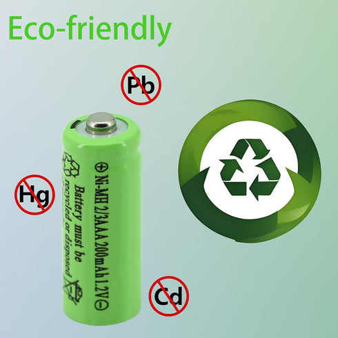 Yibatopow 8 Packs 2/3AAA 1.2v 200 Batteries,2/3 Ni-MH mah Rechargeable AAA Battery for Solar Lights,Outdoor Solar