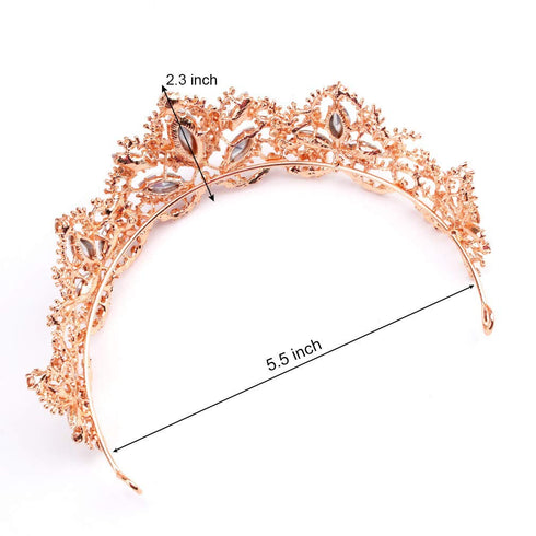 Rose Gold Tiara Wedding Tiaras and Crowns for Women - Rhinestone Queen Tiara for Bridal Party