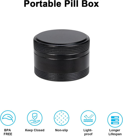 Small Metal Pill Case - Waterproof Pill Box for Pocket & Purse, Travel Medicine Organizer