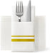 Disposable Dinner Napkins with Built-in Flatware Pocket, Linen Feel White and Golden Napkin, Prefolded for Silverware