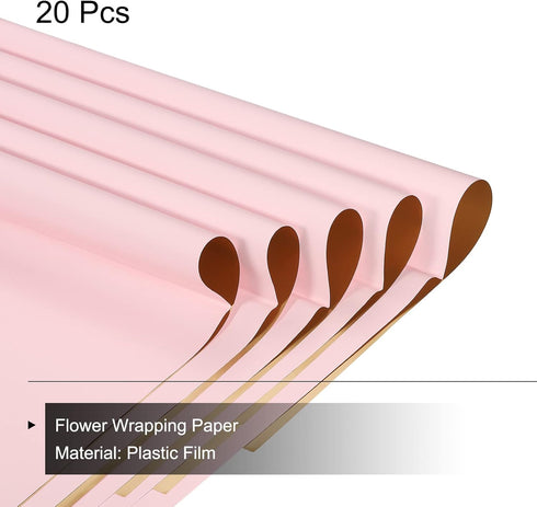 MECCANIXITY 20 Pcs Double Sided Color Flower Wrapping Paper, Waterproof Lotus Color+Gold for DIY Crafts