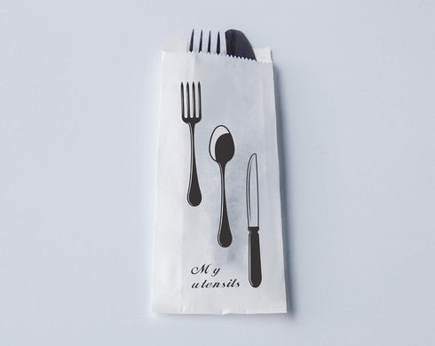 100 Pack 100% White Kraft Paper Bags, 2.75 x 10 inches for Kitchen Cutlery Utensils Holder