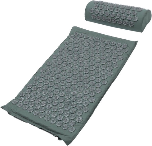 Set Acupoint Massage Mat Pillow with Bag Grey Yoga Exercise Mat for Neck and Back Relief for Relaxation and Muscle