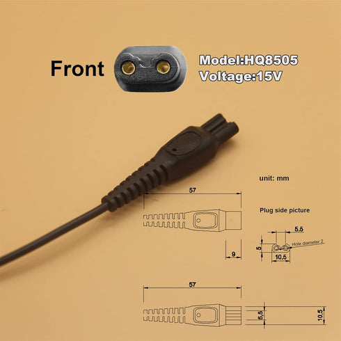 HQ8505 Power Cord Compatible with Philips Shaver, Portable Adapter for Norelco Oneblade Shaver Models
