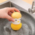 2 PCS Yellow Duck + Yellow Chicken Dish Brush Handle, Built-in Scraper for Pans, Pots, Kitchen Cleaning