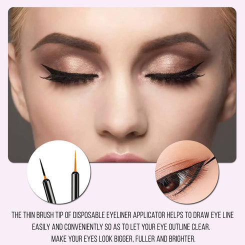 KINGMAS 100 Pack Eyeliner Brush, Disposable Ultra-fine Point Eyeliner Applicator, Makeup Tool