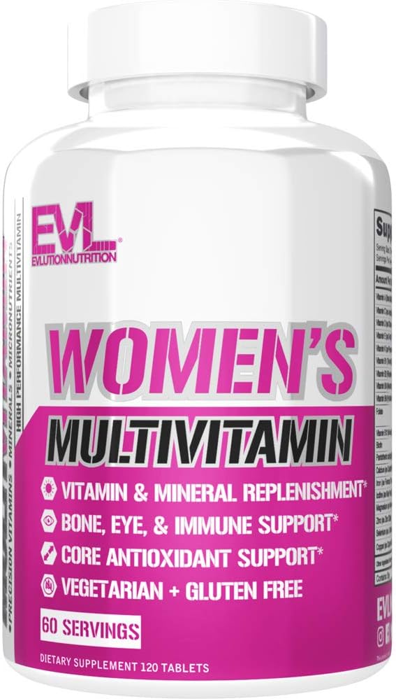 Evlution Nutrition Women's Multivitamin, 120 Tablets - Full Spectrum Vitamins & Minerals for Immune Health