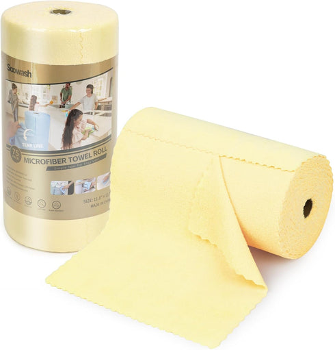 Microfiber Cleaning Cloths Roll, 75 Pack, 11.8" x 11.8", Lint Free, Quick Dry, Ultra Absorbent, Reusable Rags