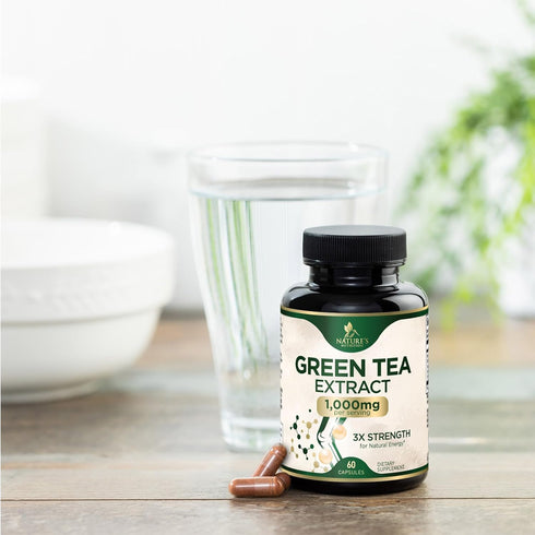 Green Tea Extract Weight Loss Pills 1000mg | 60 Capsules | 98% Standardized EGCG, Vegan Herbal Supplement