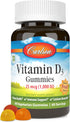 Carlson Vitamin D3 Gummies, 1000 IU, Bone Health, Immune Support, 60 Vegetarian Gummies, Natural Fruit Flavors